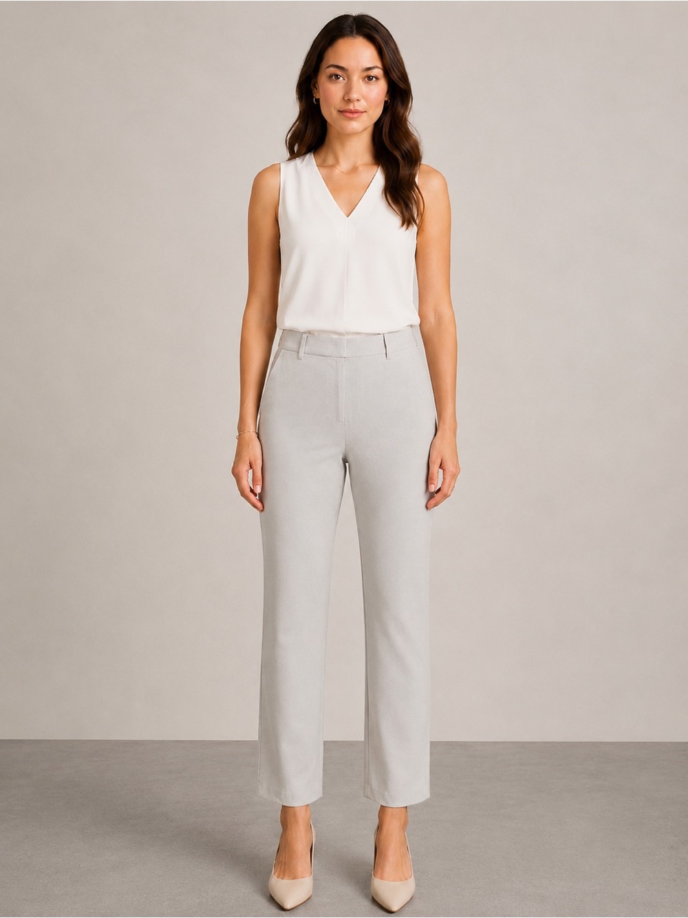 NWT QUINCE Ponte Straight Leg Pants Taupe Beige Career Minimalist Medium